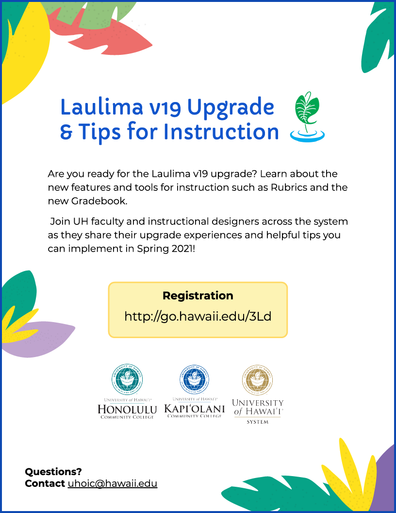 Laulima v19 Upgrade and Tips flyer