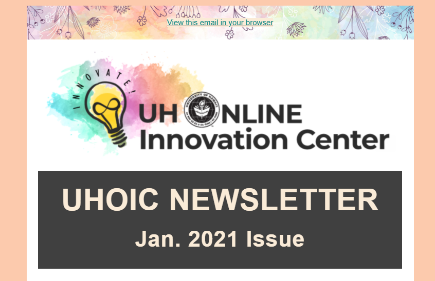 January 2021 Newsletter screenshot