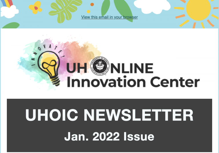 UHOIC January 2022 Newsletter Screenshot