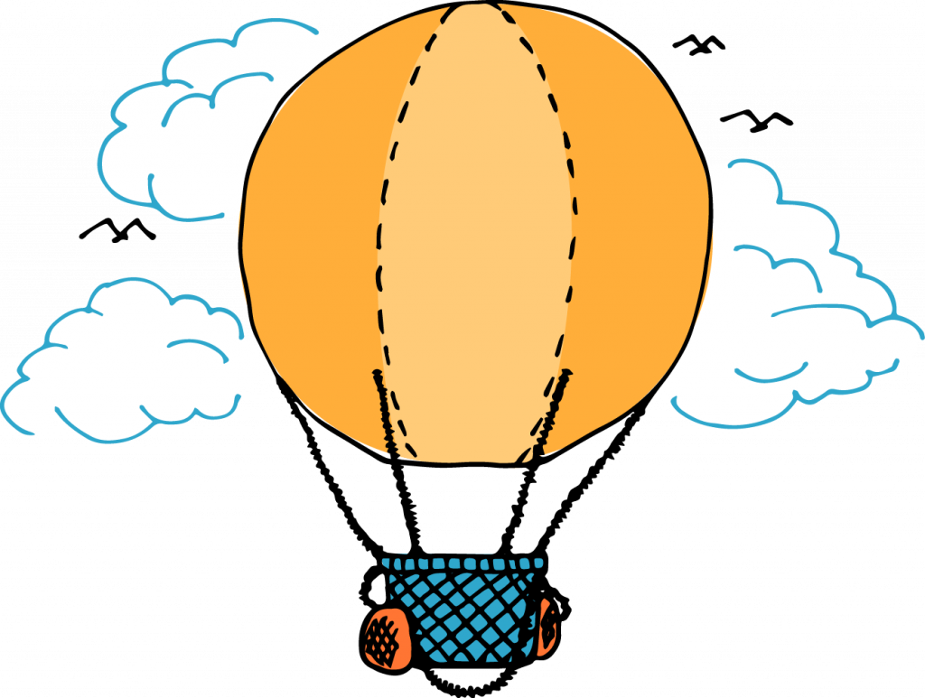 Graphic of a yellow hot air balloon