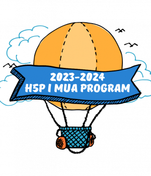 H5P I Mua Program caption written on a yellow hot air balloon illustration